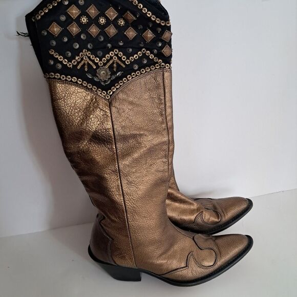 Spanish Made Leather Cowboy Boots Women's 36B/6B Jeweled Rodeo Cowgirl - Picture 1 of 7